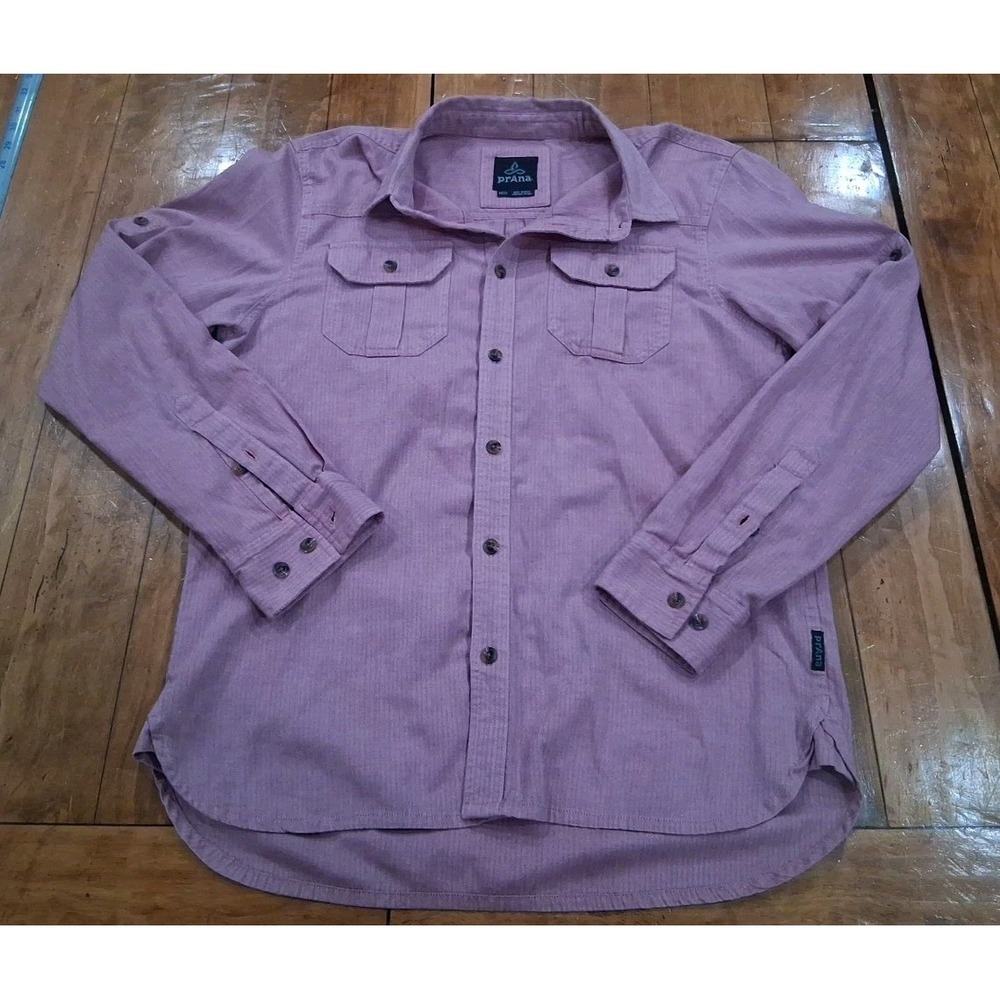 Mens Prana Long Sleeve Medium Button Down Salmon